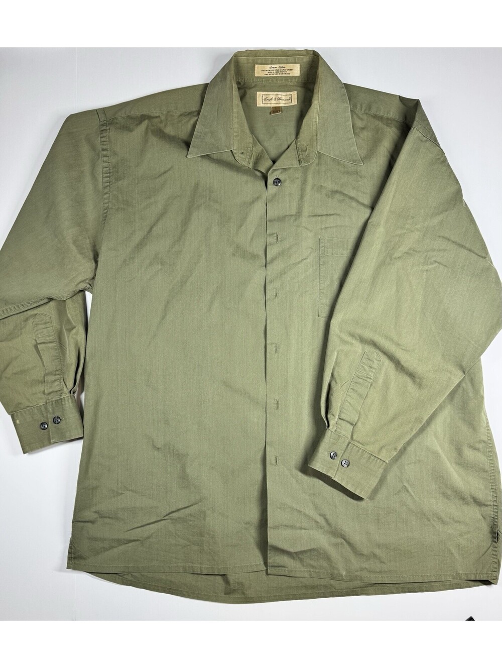 Mens Croft & Barrow LG 32/33 Long Sleeve Button Up Shirt Cotton Nylon